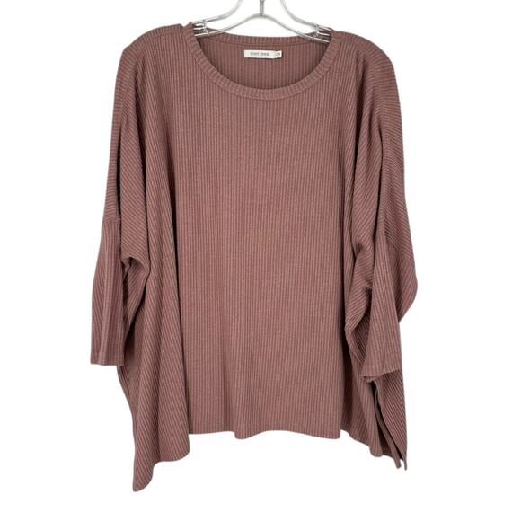 Mersea Oversized Ribbed Top Drop Shoulder Soft Cozy One Size Split Sides Boxy - Picture 2 of 10